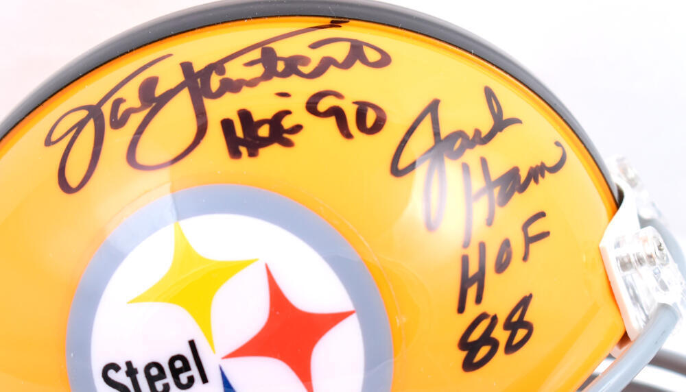 Ham Lambert Russell Autographed Pittsburgh Steelers 62 Mini Helmet-Beckett Holo