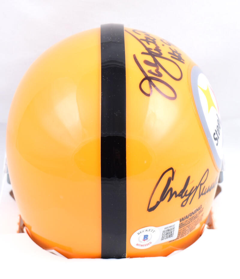 Ham Lambert Russell Autographed Pittsburgh Steelers 62 Mini Helmet-Beckett Holo