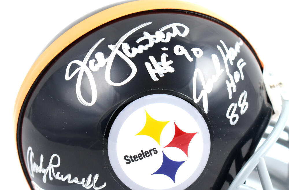 Ham Lambert Russell Autographed Steelers 63-76 Mini Helmet-Beckett W Hologram