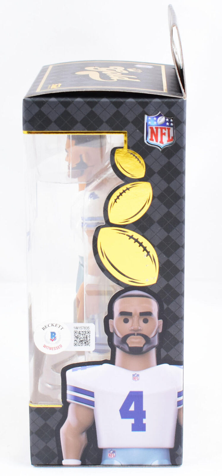Dak Prescott Signed Cowboys Funko Vinyl Gold Legends - Beckett W Hologram *Blue