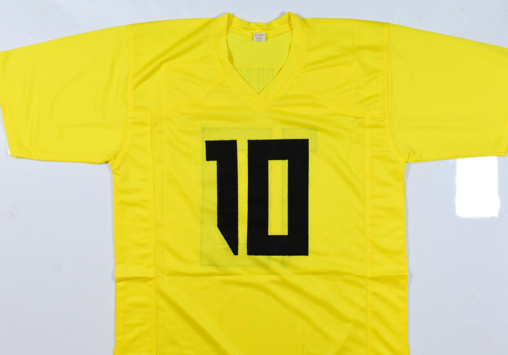 Bo Nix Autographed Yellow College Style Jersey - Beckett W Hologram *Silver