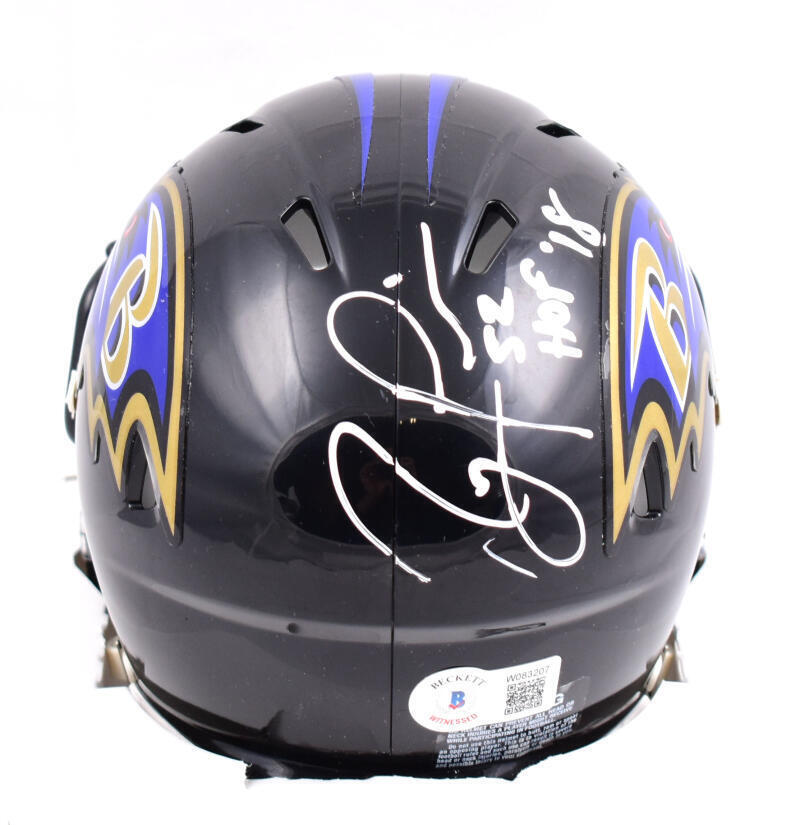 Ray Lewis Full Autographed Ravens Speed Mini Helmet w/HOF- Beckett W Hologram