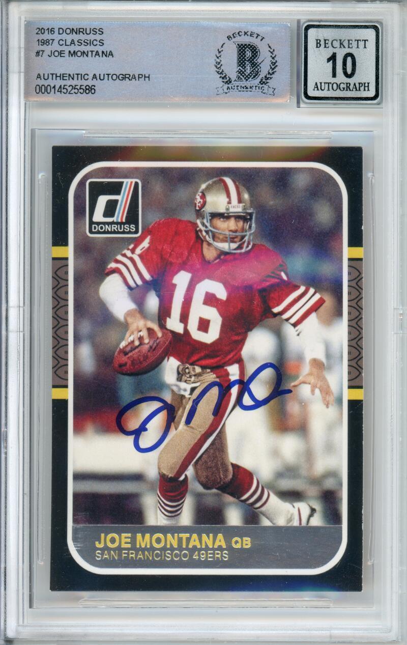 2016 Donruss 1987 Classics Joe Montana San Francisco 49ers BGS Autograph 10