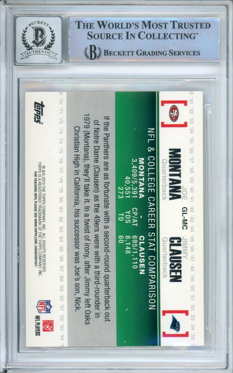 2010 Topps Gridiron Lineage #GLMC Joe Montana San Francisco 49ers BGS Autograph