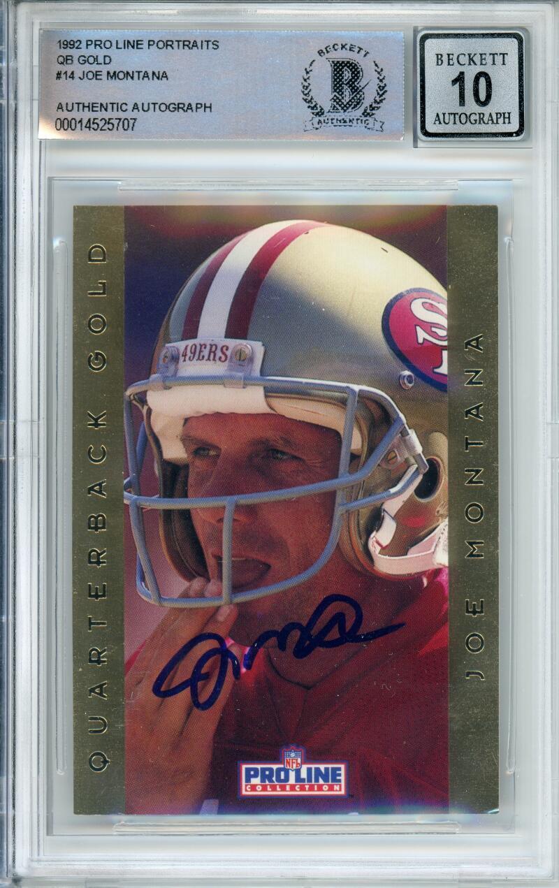 1992 Pro Line Portraits QB Gold #14 Joe Montana San Francisco 49ers BGS Auto 10