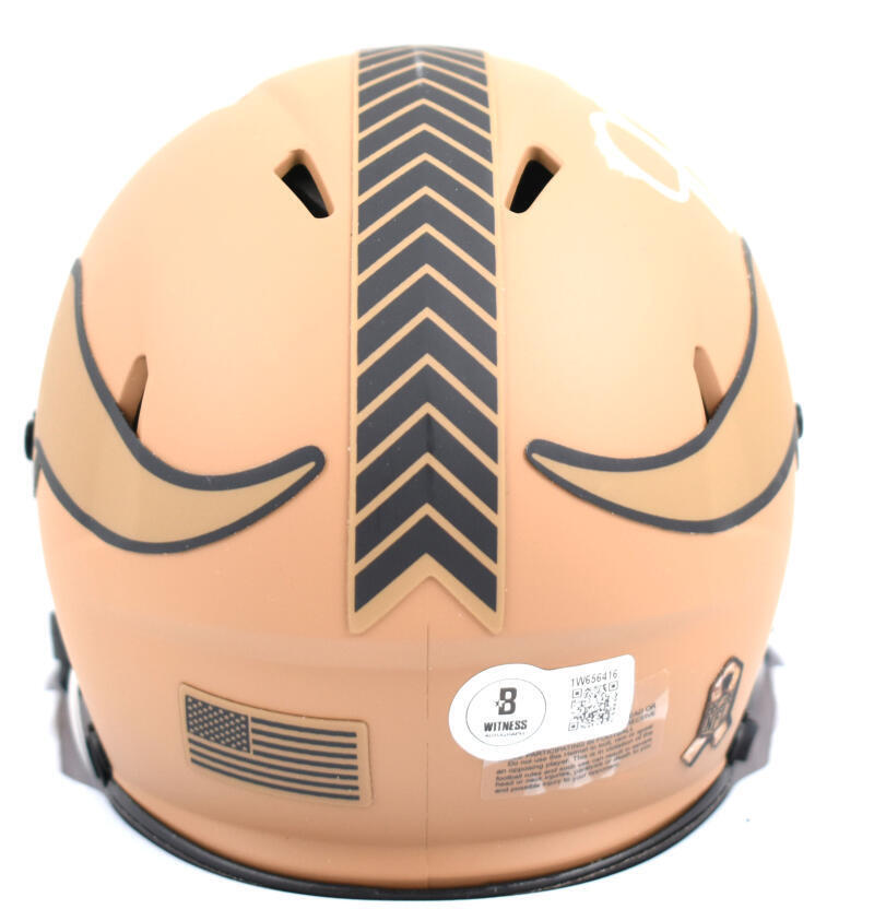 Justin Jefferson Signed Vikings Salute 2023 Speed Mini Helmet- Beckett W *Smear