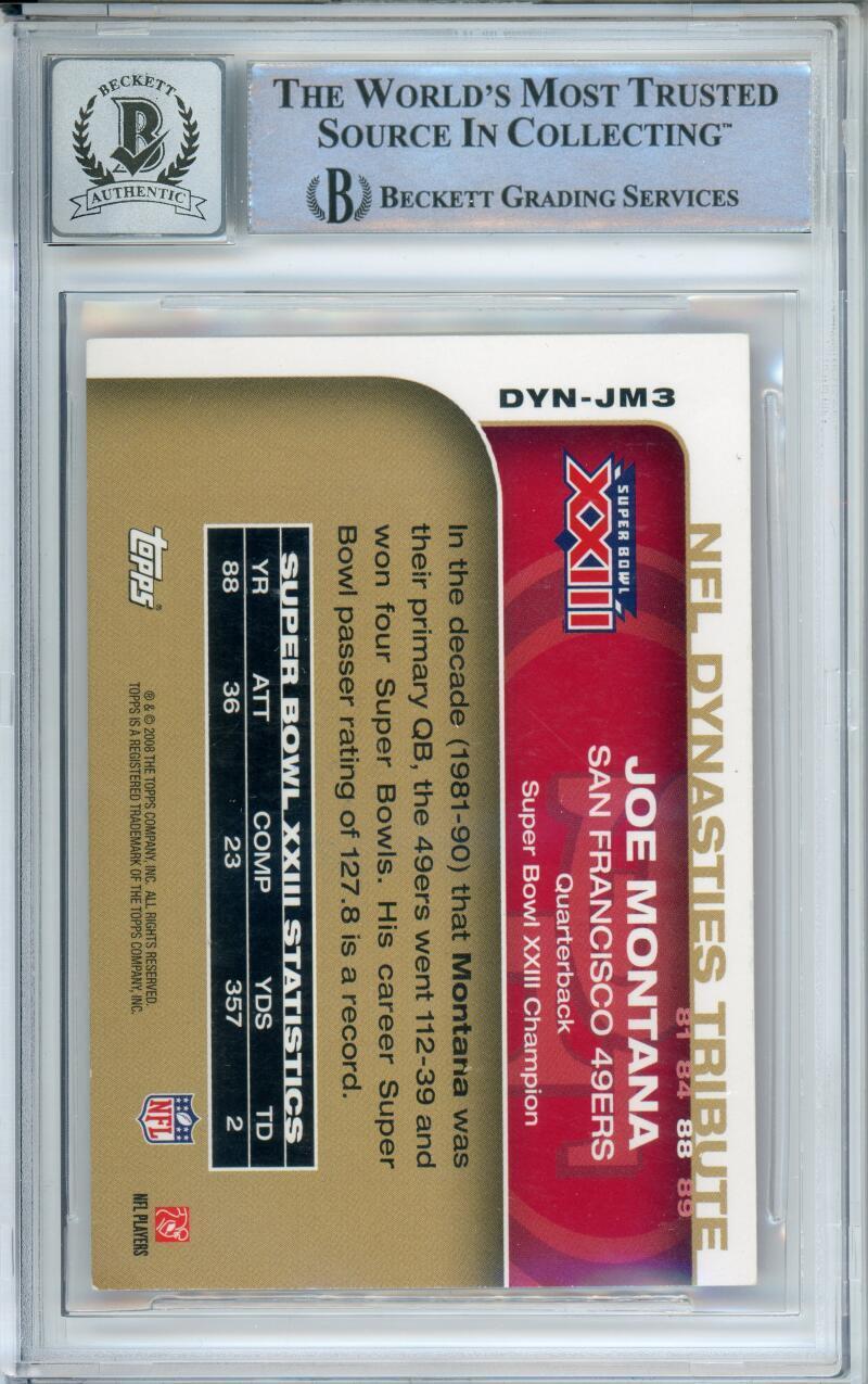 2008 Topps Chrome Dynasties #DYNJM3 Joe Montana San Francisco 49ers BGS Auto