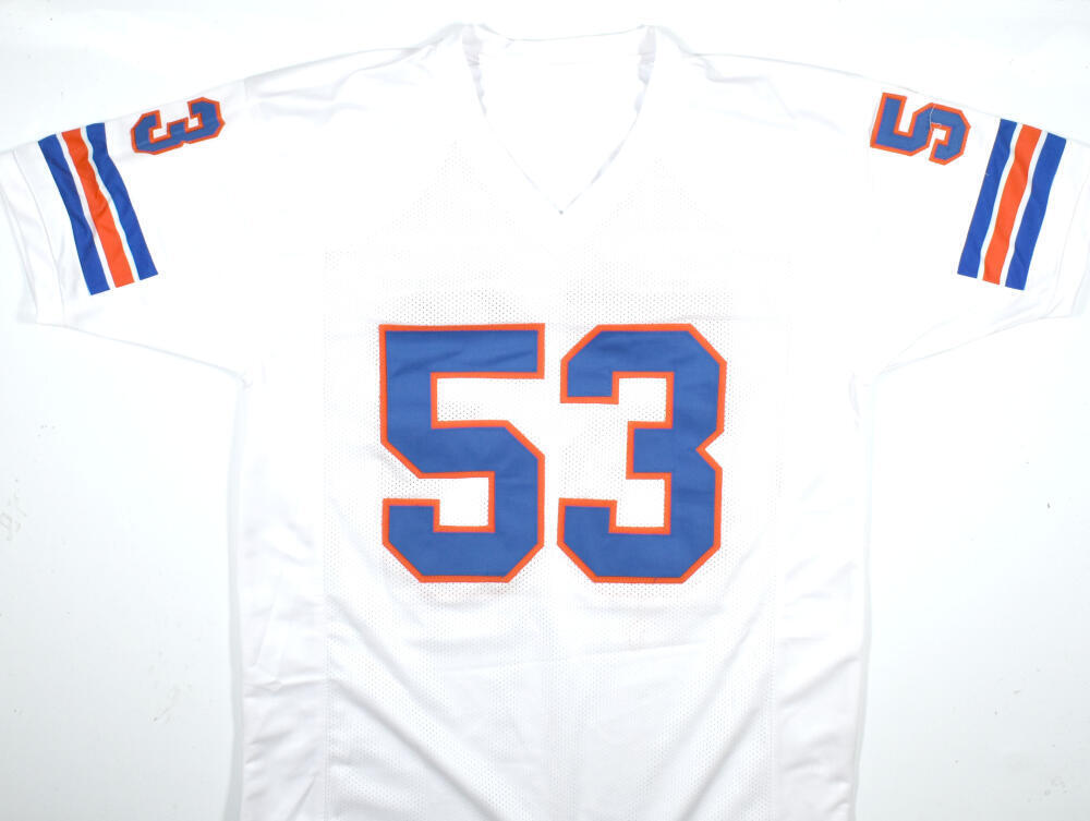 Randy Gradishar Autographed White Pro Style Jersey w/HOF - Beckett W Hologram