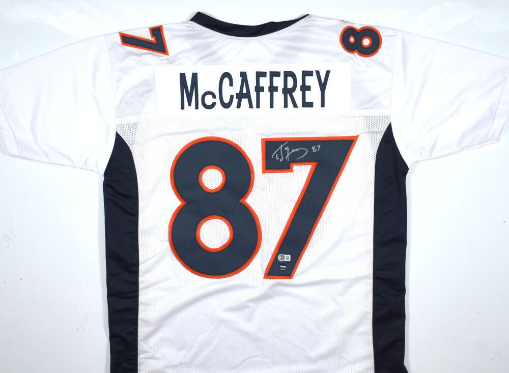Ed McCaffrey Autographed White Pro Style Jersey - Beckett W Hologram *Silver