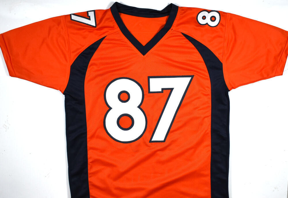 Ed McCaffrey Autographed Orange Pro Style Jersey - Beckett W Hologram *Black