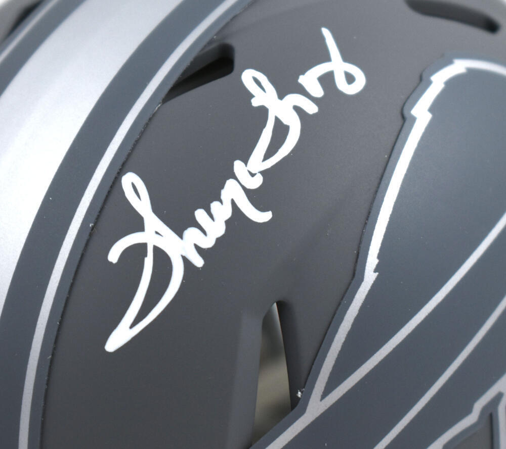 Thurman Thomas Autographed Buffalo Bills Slate Speed Mini Helmet- Beckett W Holo