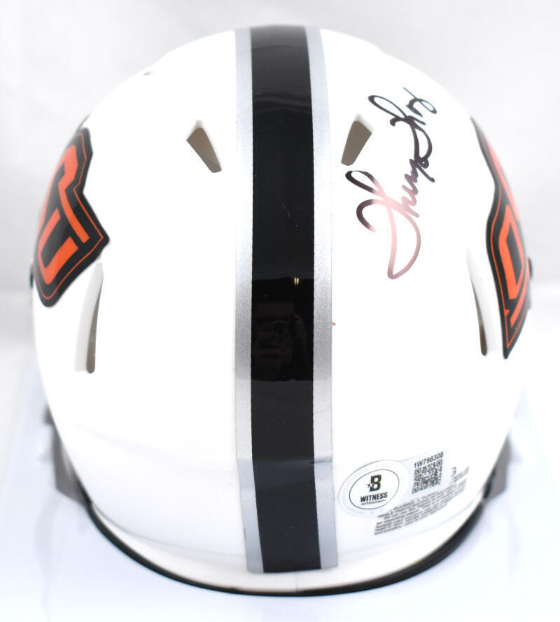 Thurman Thomas Autographed Oklahoma State White Speed Mini Helmet-Beckett W Holo