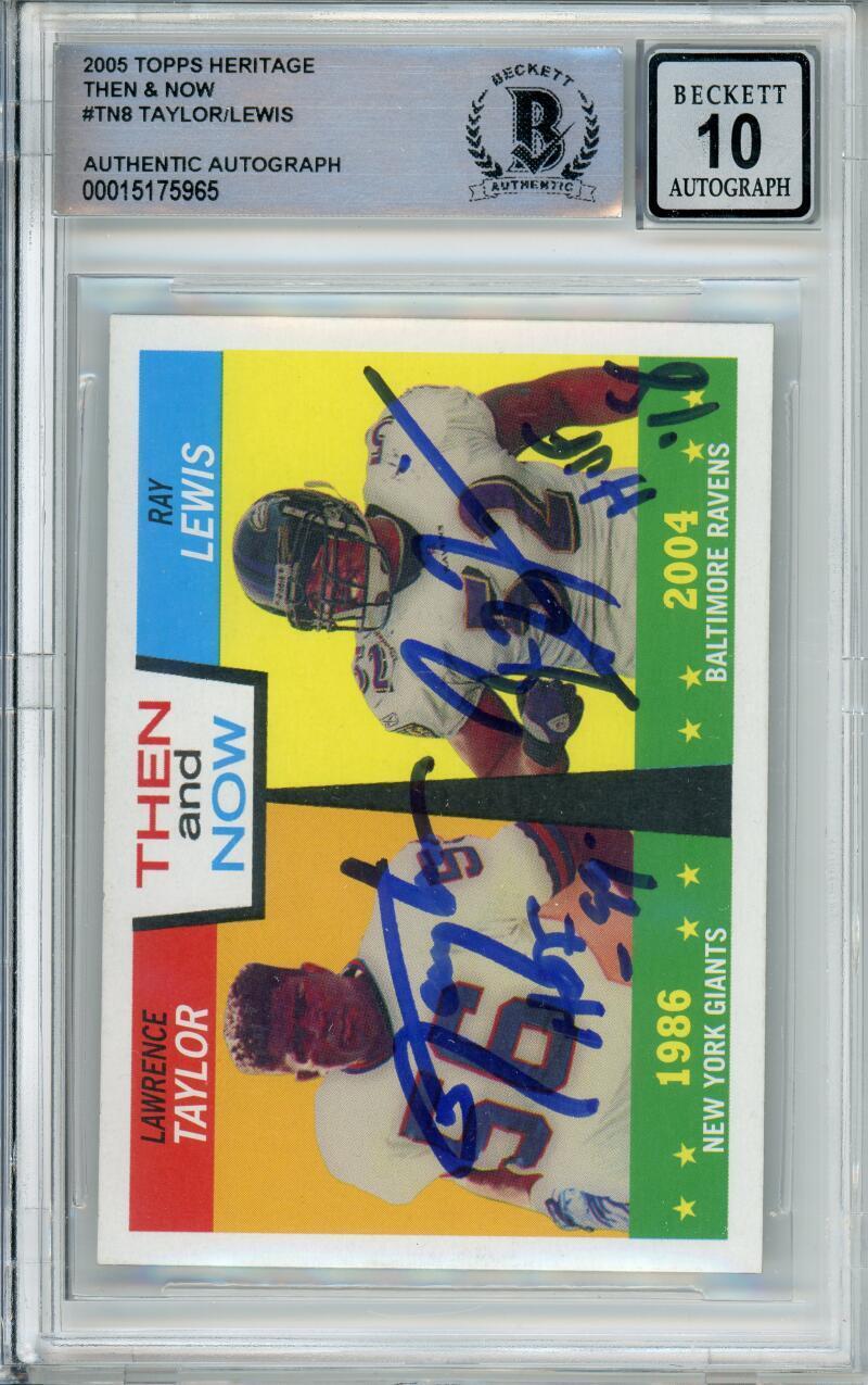 2005 Topps Heritage Then & Now #TN8 Taylor/ Lewis BGS Autograph 10