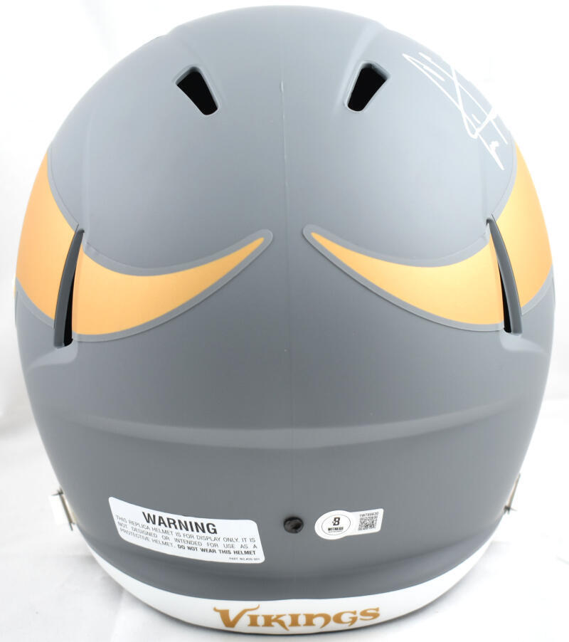 Cris Carter Autographed Minnesota Vikings F/S Slate Speed Helmet-Beckett W Holo