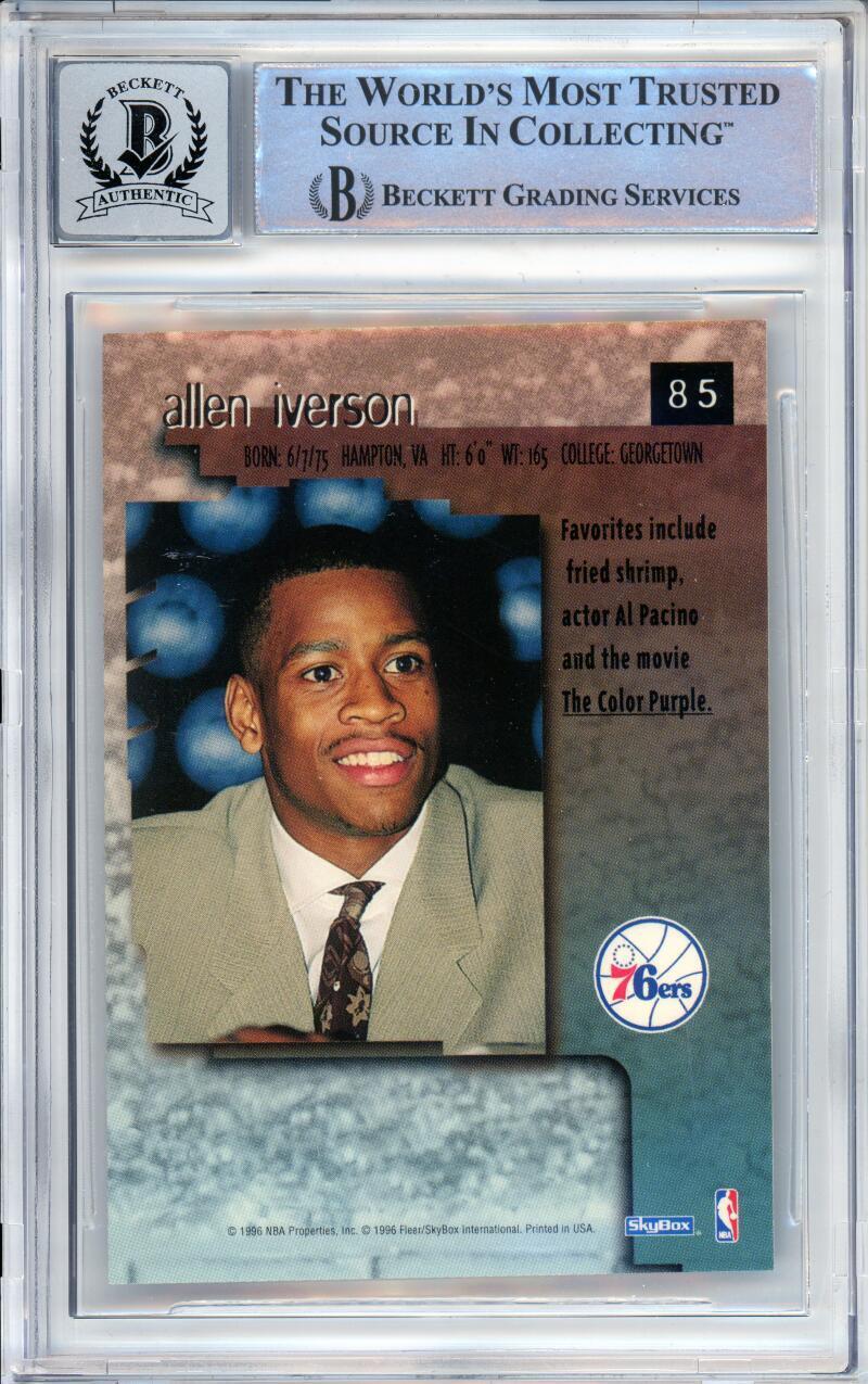 1996-97 Skybox Premium #85 Allen Iverson RC 76ers BGS Autograph 10