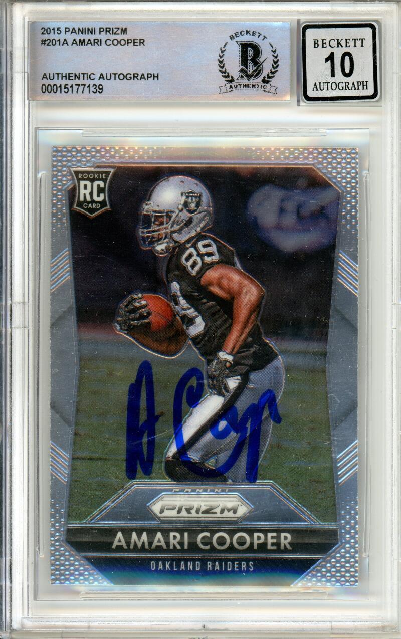 2015 Panini Prizm #201A Amari Cooper RC Raiders BGS Autograph 10