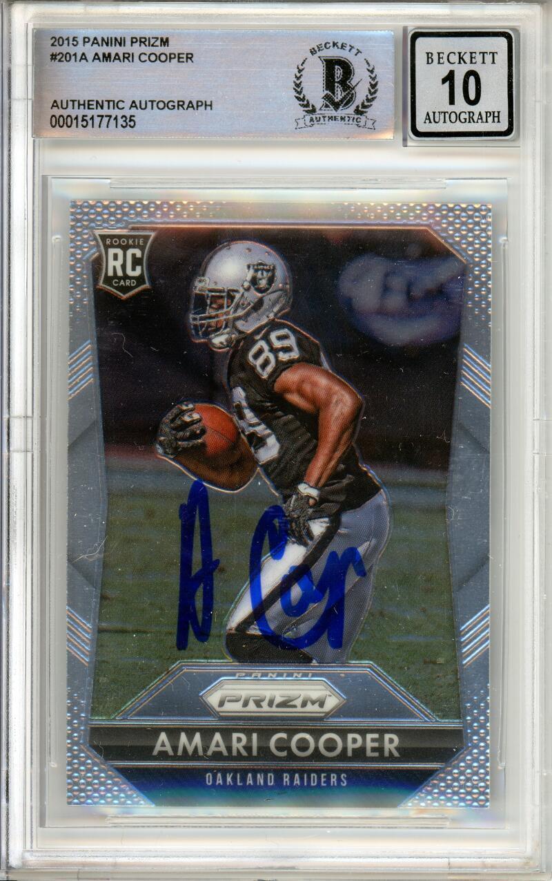 2015 Panini Prizm #201A Amari Cooper RC Raiders BGS Autograph 10