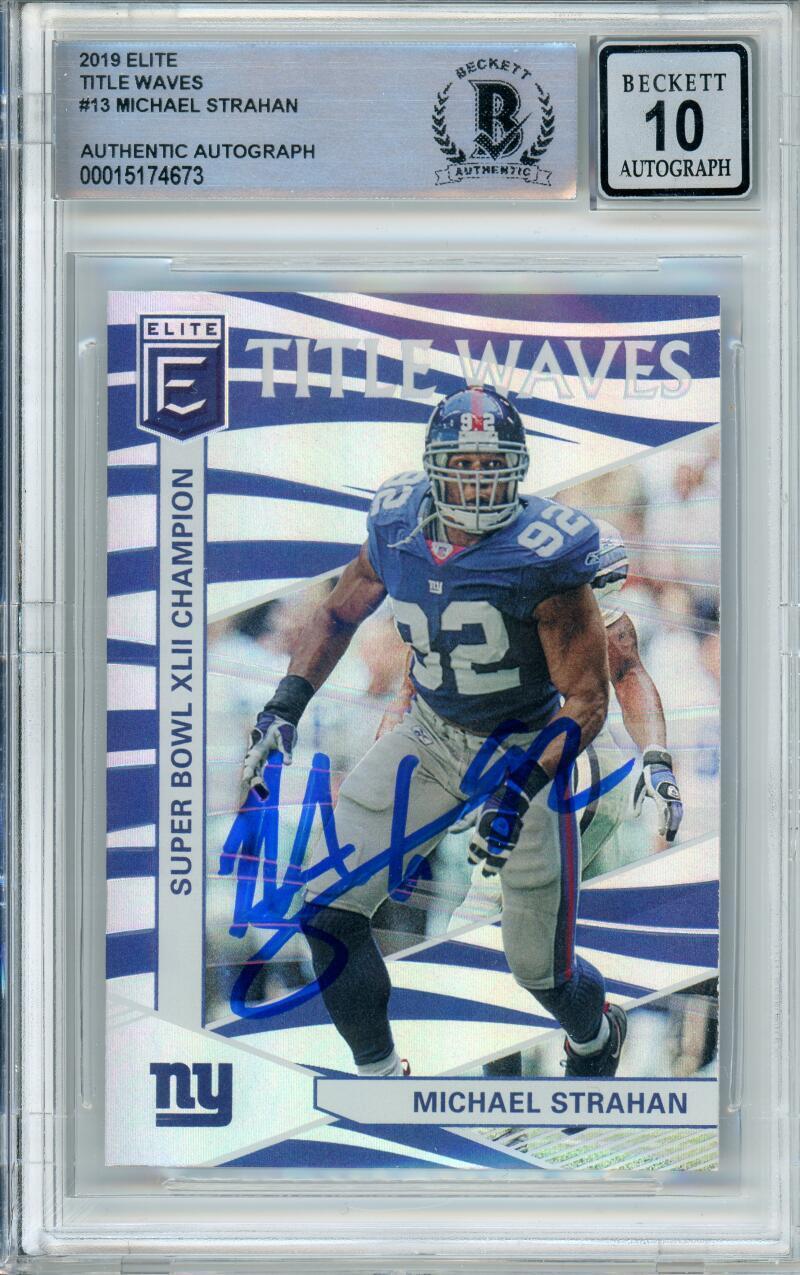 2019 Elite Title Waves #13 Michael Strahan RC New York Giants BGS Autograph 10