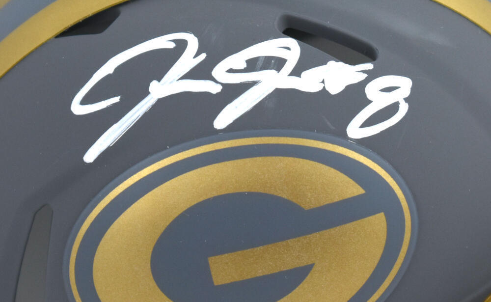 Josh Jacobs Autographed Green Bay Packers Slate Speed Mini Helmet-Beckett W Holo
