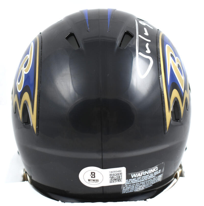 Justin Tucker Signed Baltimore Ravens Speed Mini Helmet- Beckett W Holo *White