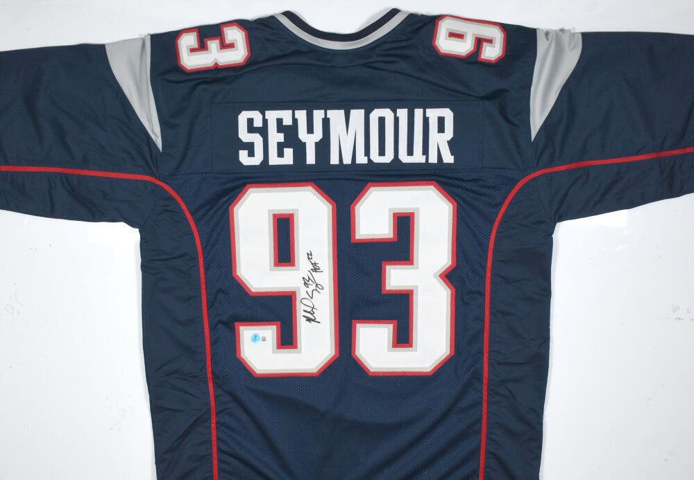 Richard Seymour Autographed Blue Pro Style Jersey w/HOF - Beckett W Hologram