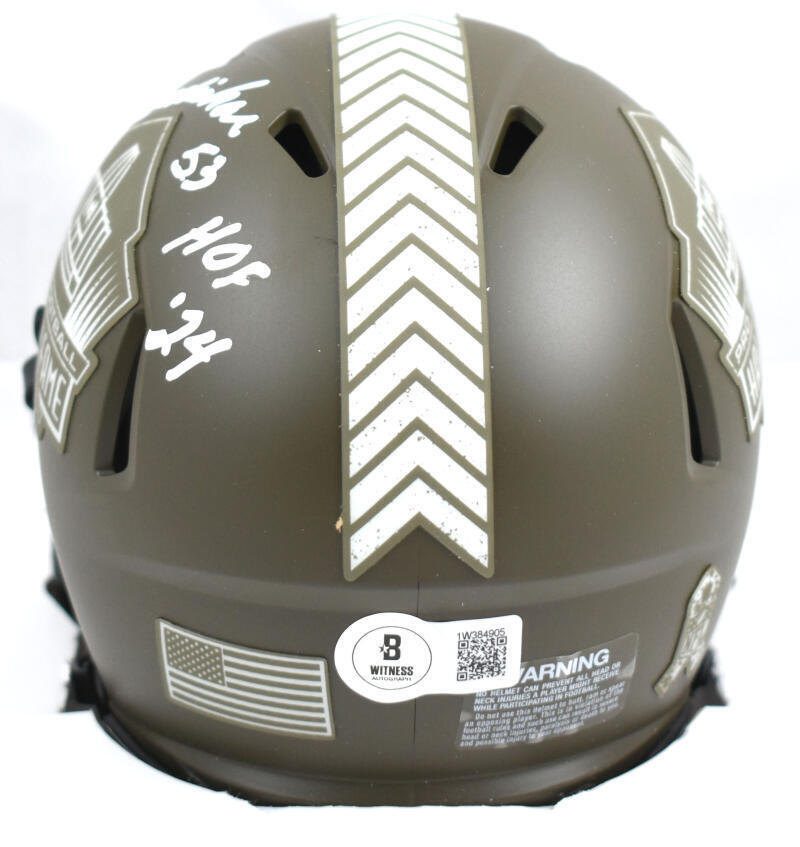 Randy Gradishar Signed Broncos Salute to Service Speed Mini Helmet w/HOF-BAWHolo