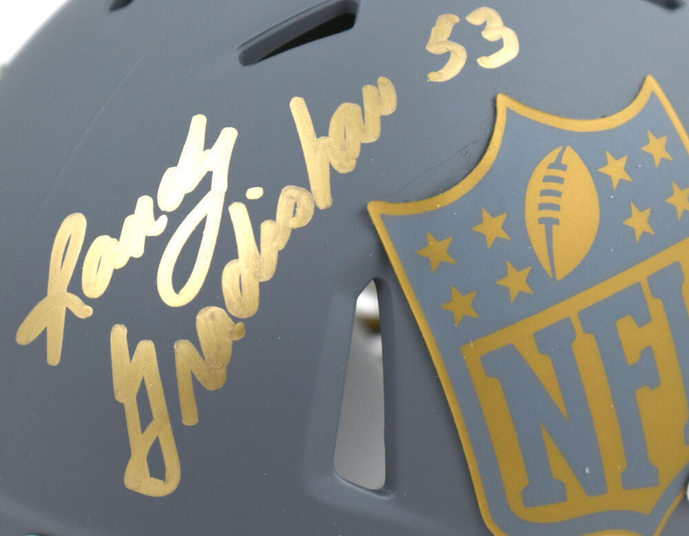 Randy Gradishar Signed NFL Shield Slate Speed Mini Helmet w/HOF - Beckett W Holo