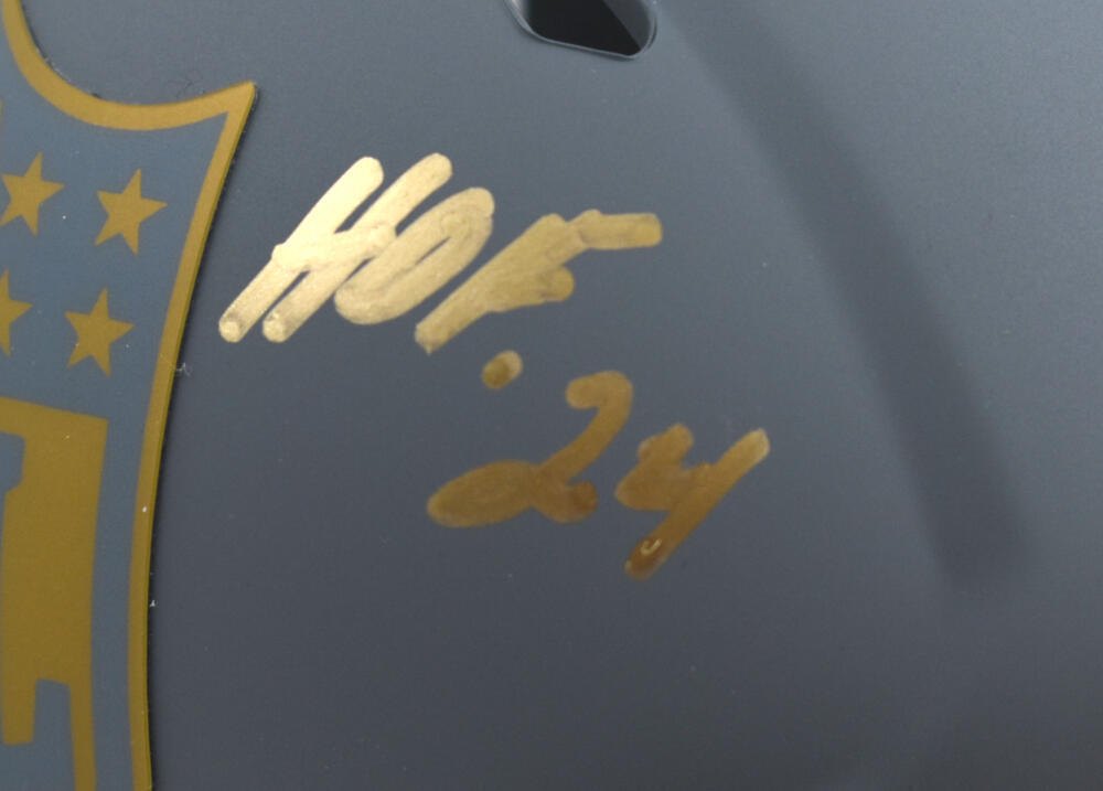 Randy Gradishar Signed NFL Shield Slate Speed Mini Helmet w/HOF - Beckett W Holo