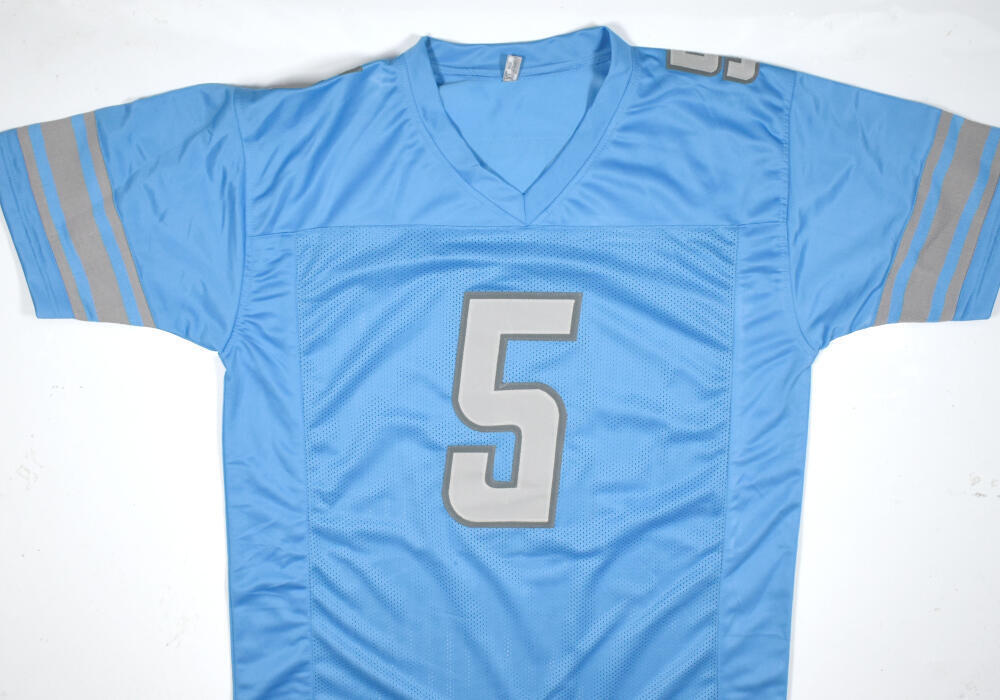 David Montgomery Autographed Blue Pro Style Jersey - Beckett W Hologram *Black