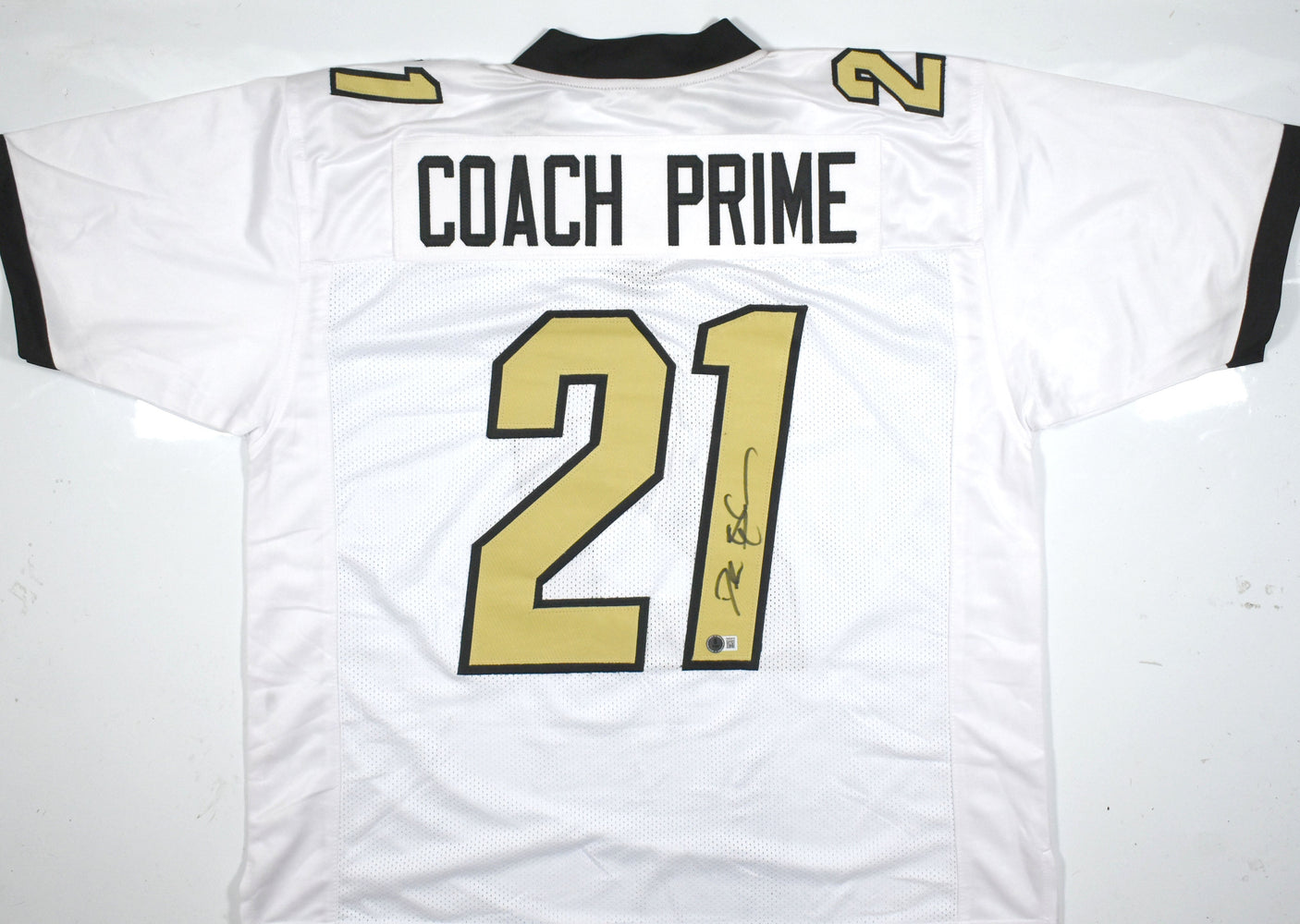 Deion Sanders Autographed Coach Prime White College Style Jersey-Beckett W Holo