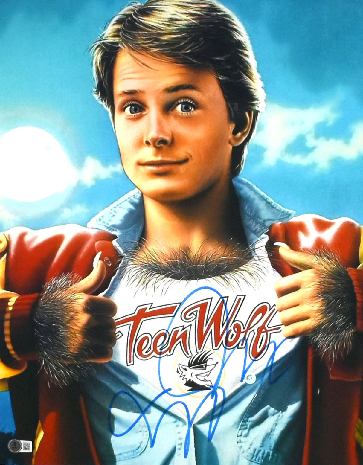 Michael J. Fox Autographed 16x20 Teen Wolf Photo - Beckett W Hologram *Blue