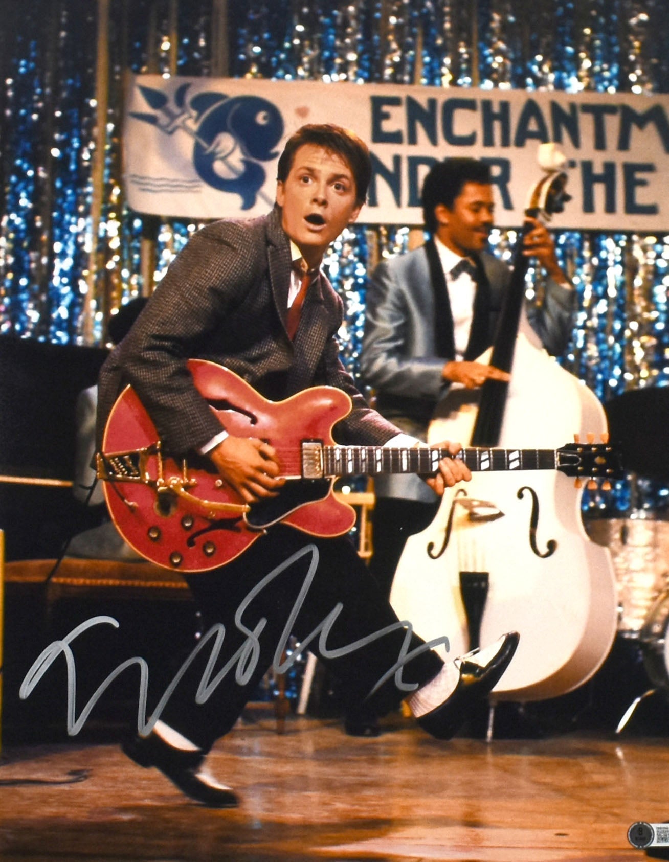 Michael J. Fox Signed Back to the Future 16x20 Guitar Photo- Beckett W Holo #2