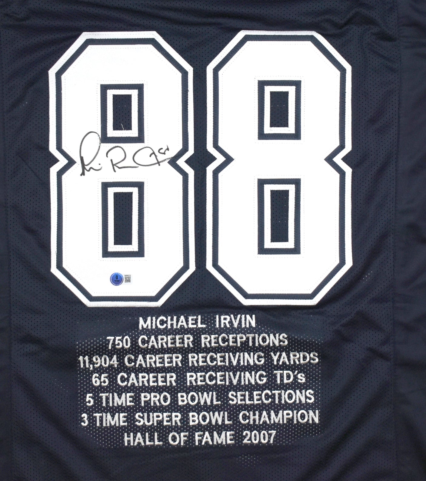 Michael Irvin Autographed Blue Pro Style Stat Jersey - Beckett W Hologram *Black