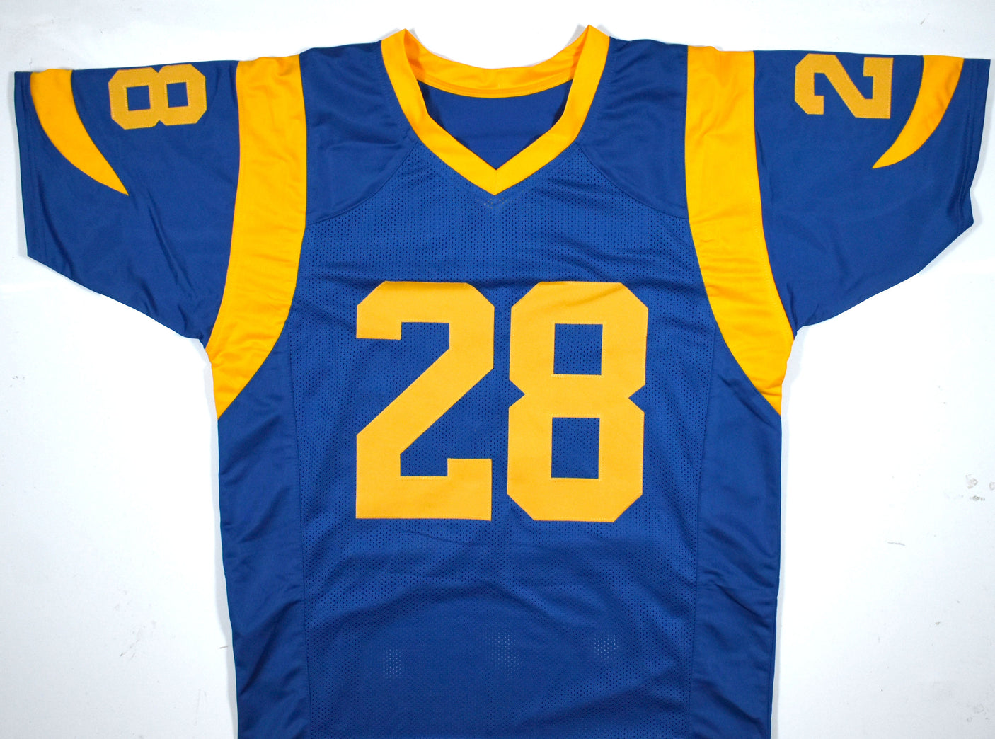 Marshall Faulk Autographed Blue Yellow Pro Style Jersey - Beckett W Hologram