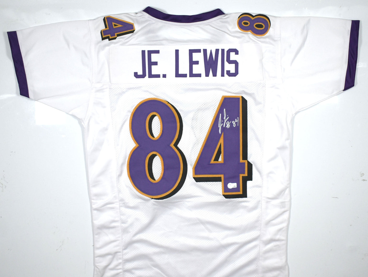 Jermaine Lewis Autographed White Pro Style Jersey - Beckett W Hologram *Silver