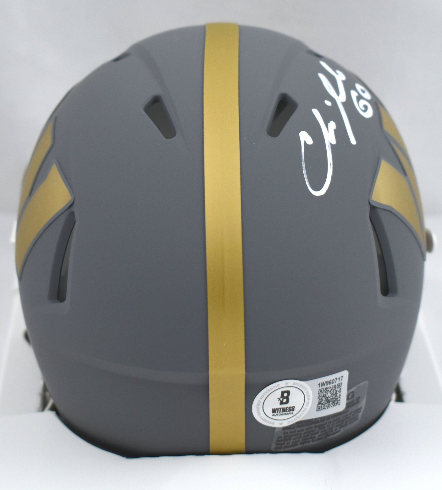 Chris Samuels Autographed Commanders Slate Speed Mini Helmet - Beckett W Holo