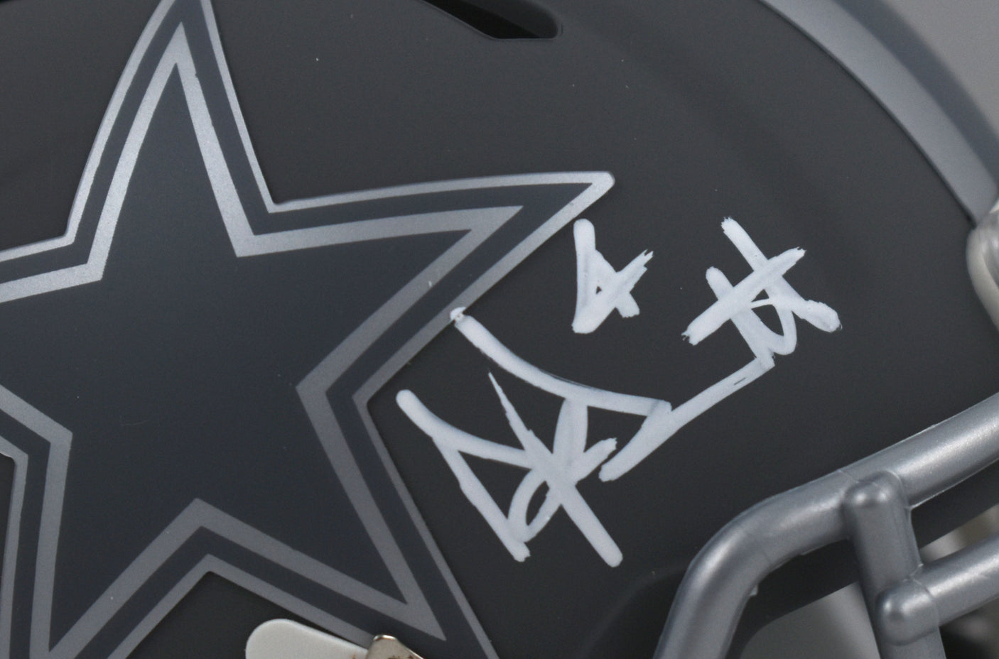 Dak Prescott Autographed Dallas Cowboys Slate Speed Mini Helmet - Beckett W Holo