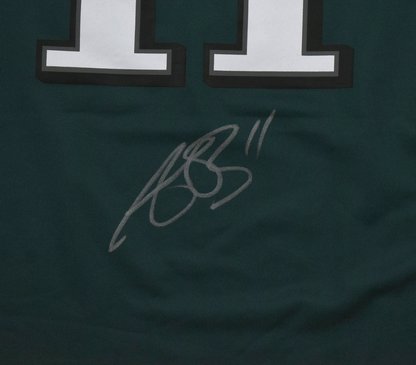AJ Brown Autographed Eagles Nike Midnight Green Game Jersey - Beckett W Holo