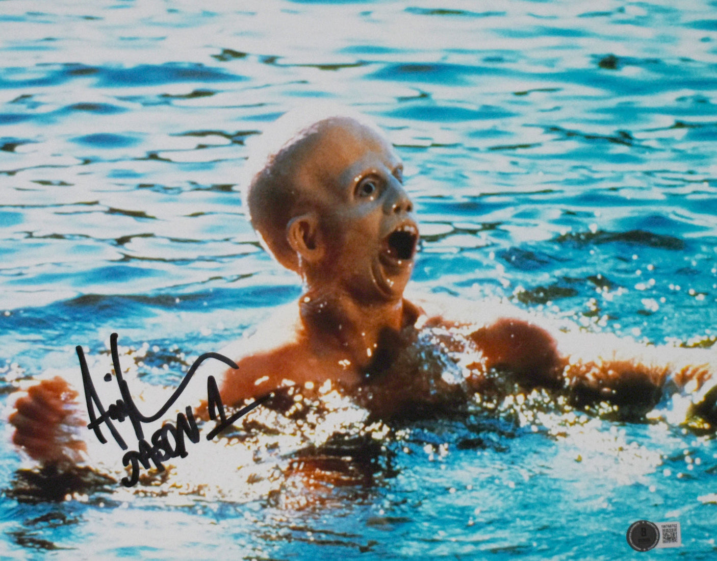 Ari Lehman Autographed 11x14 Drown Photo - Beckett W Hologram *Back