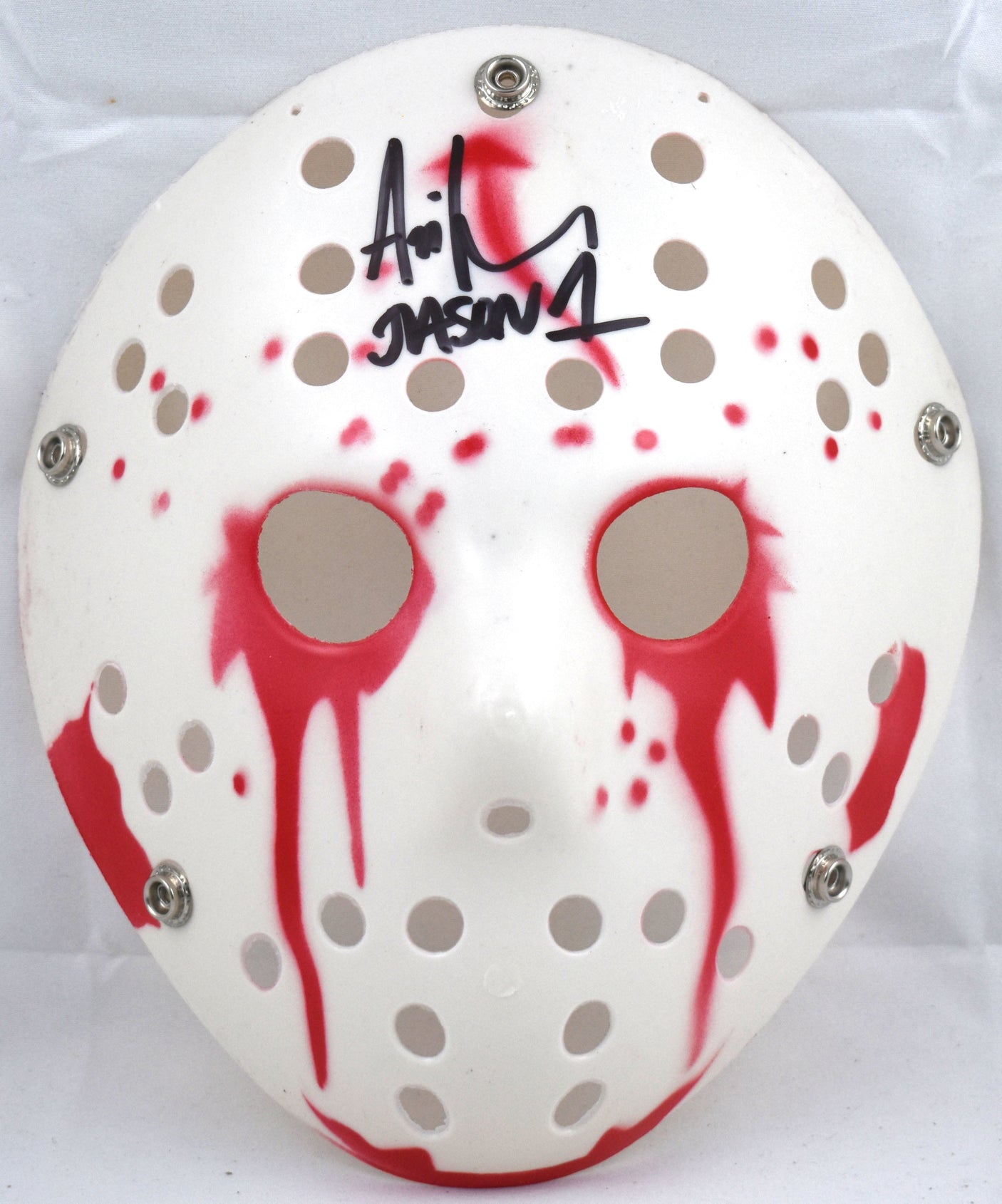 Ari Lehman Signed Friday The 13th White Jason Mask w/Jason 1-Beckett W Hologram