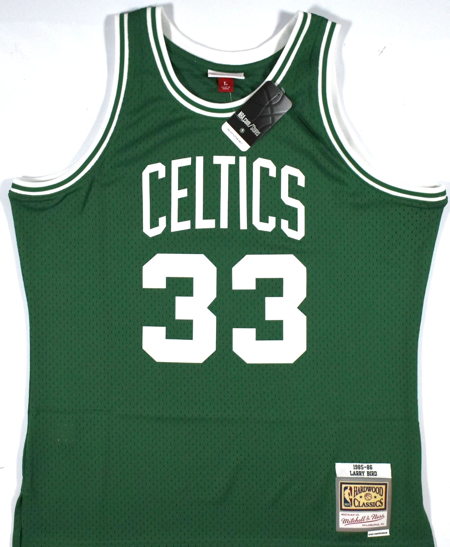 Larry Bird Autographed Celtics Mitchell & Ness Green Jersey- Beckett W Hologram