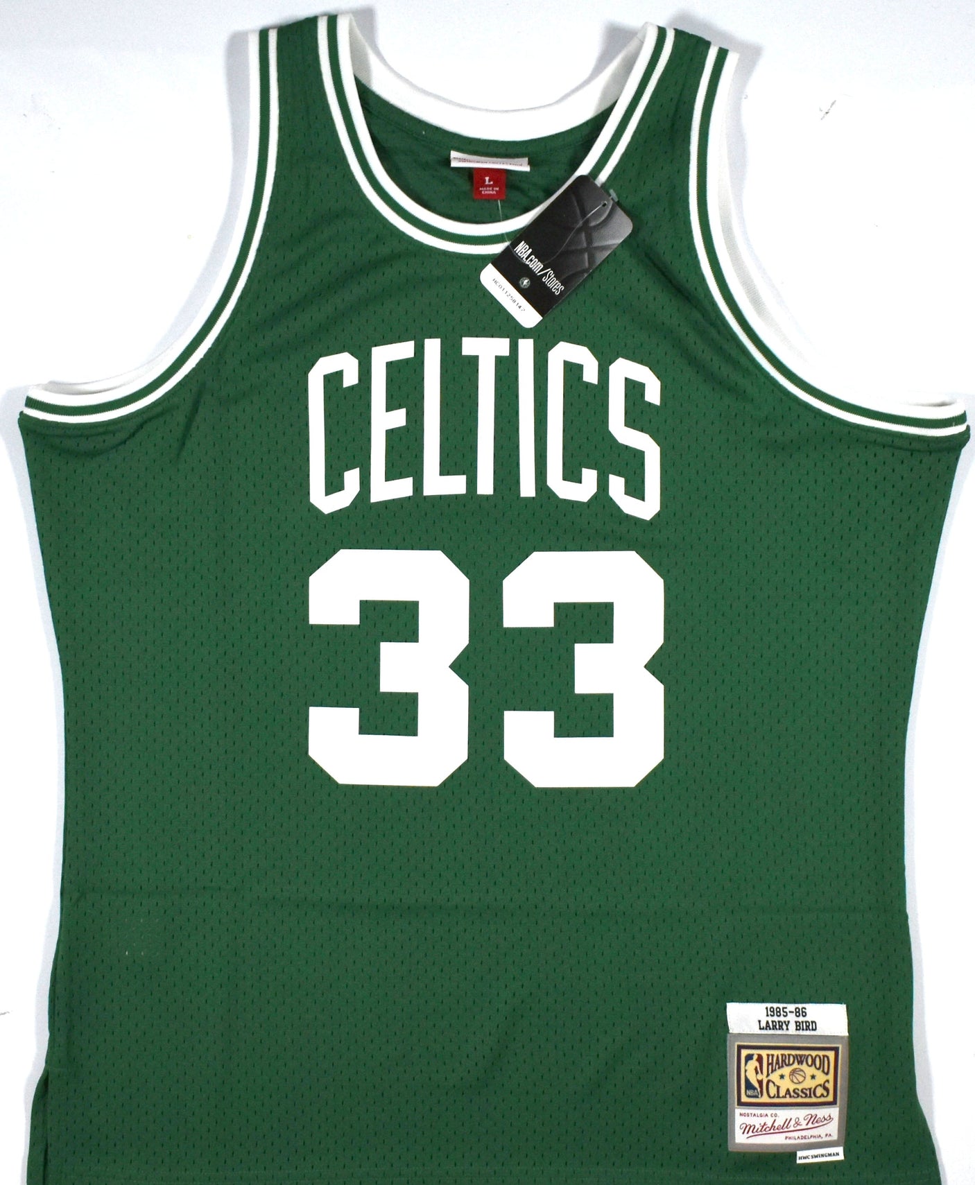 Larry Bird Autographed Celtics Mitchell & Ness Green Jersey- Beckett W Hologram