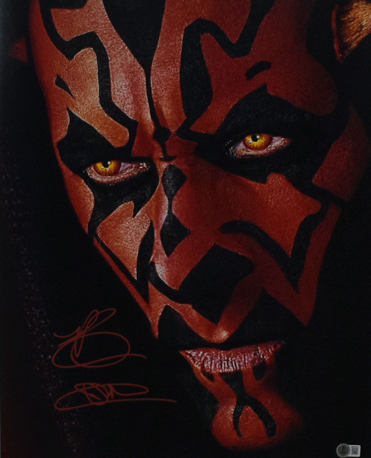 Ray Park Autographed 16x20 Darth Maul Close Up 2 Photo- Beckett W Hologram *Red