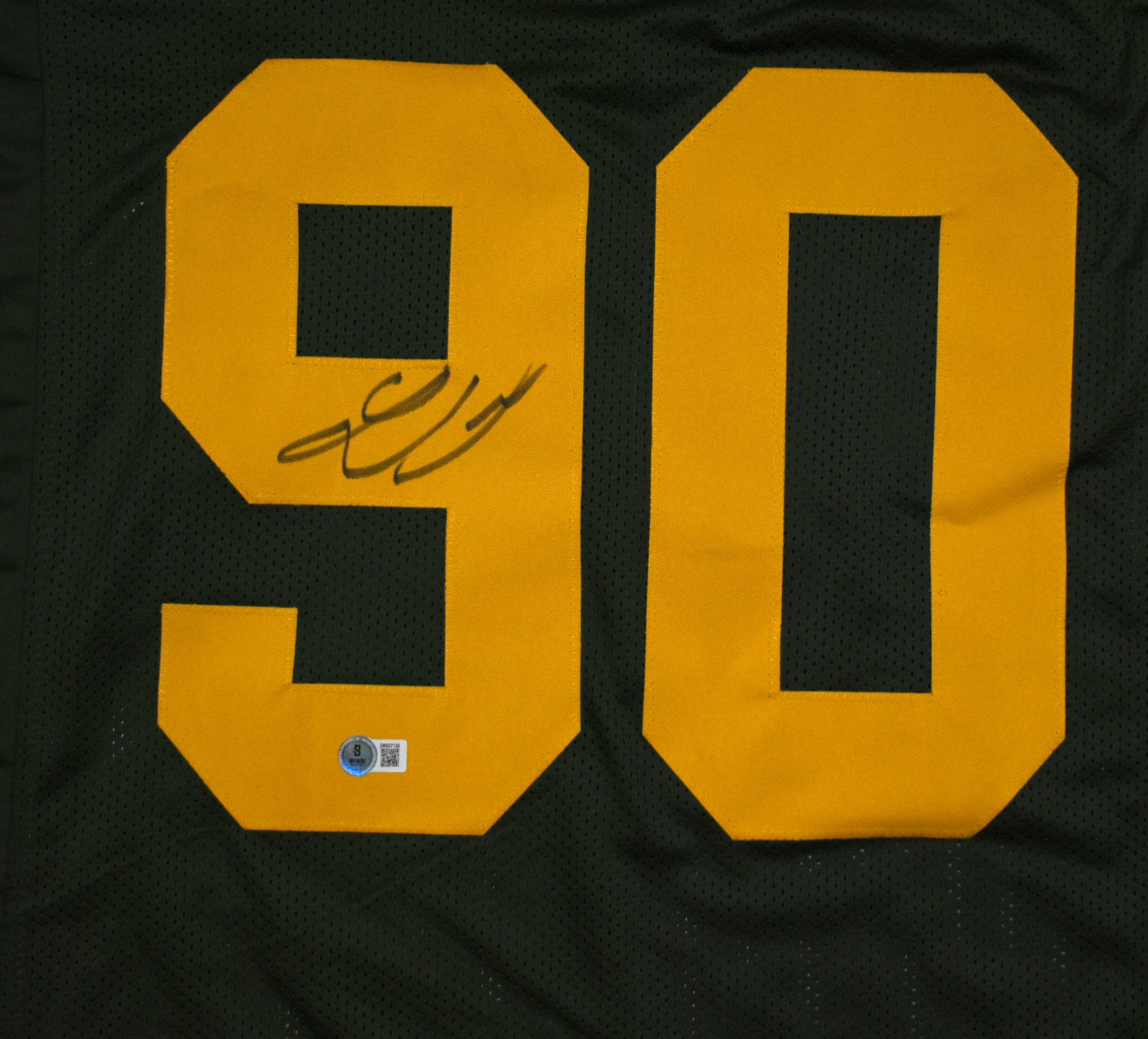 Lukas Van Ness Autographed Green Yellow # Pro Style Jersey - Beckett W Hologram