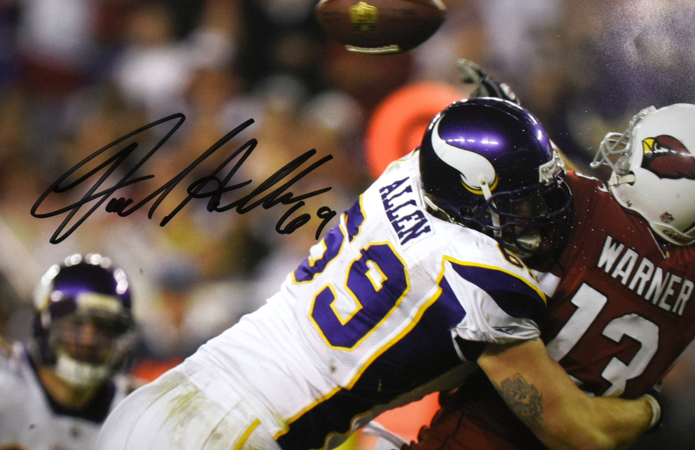 Jared Allen Autographed Vikings 16x20 Sack Photo- Beckett W Hologram