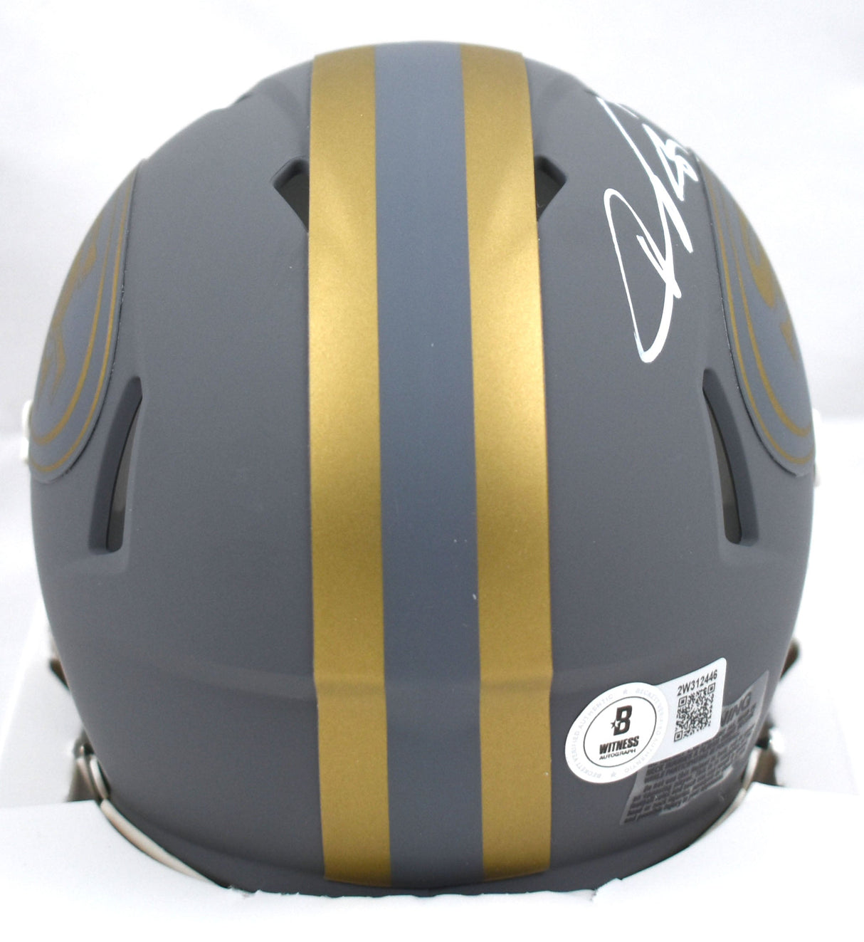 Vernon Davis Autographed 49ers Slate Speed Mini Helmet - Beckett W Hologram