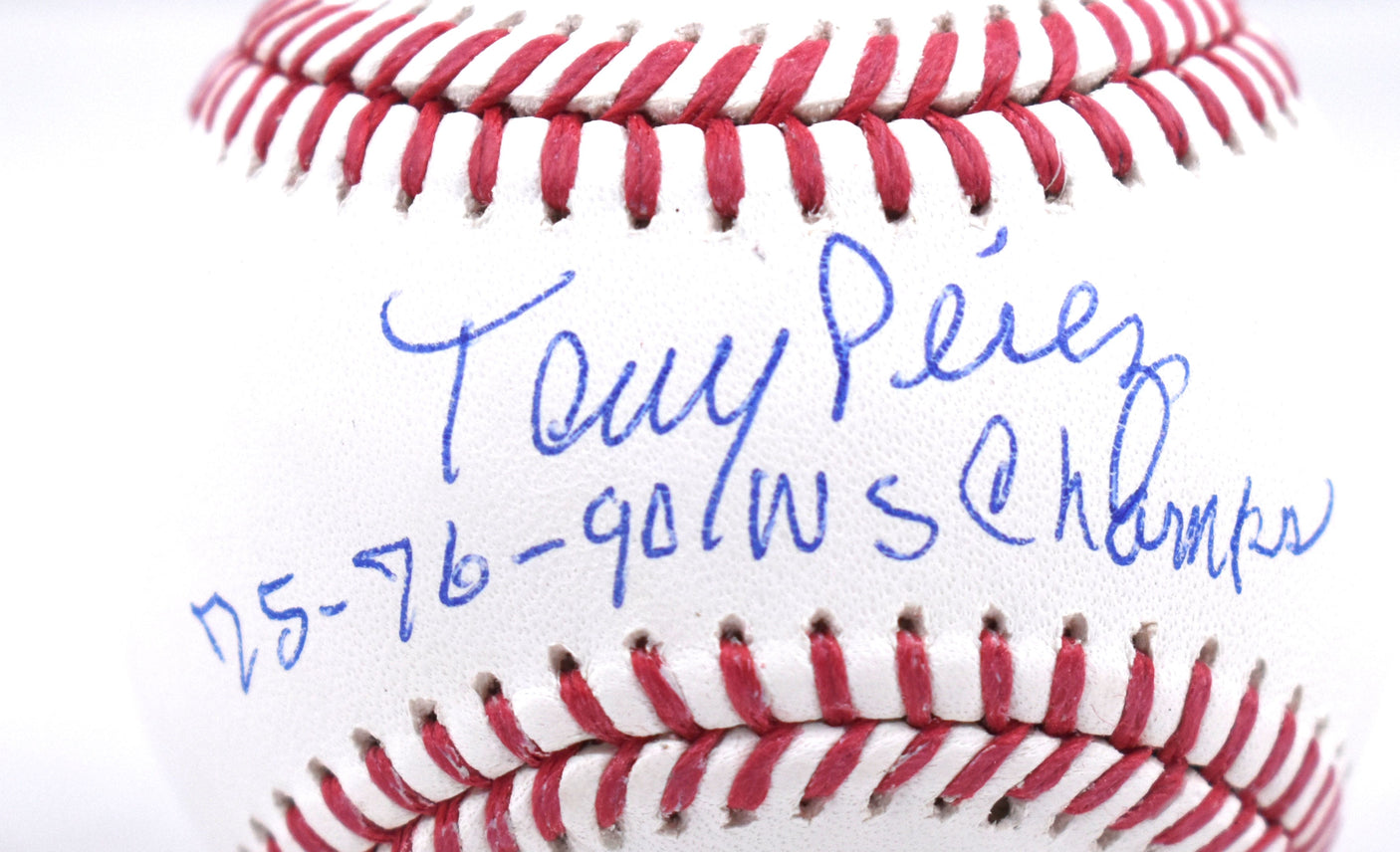 Tony Perez Autographed Rawlings OML Baseball w/3X WS CHAMPS - Beckett W Hologram