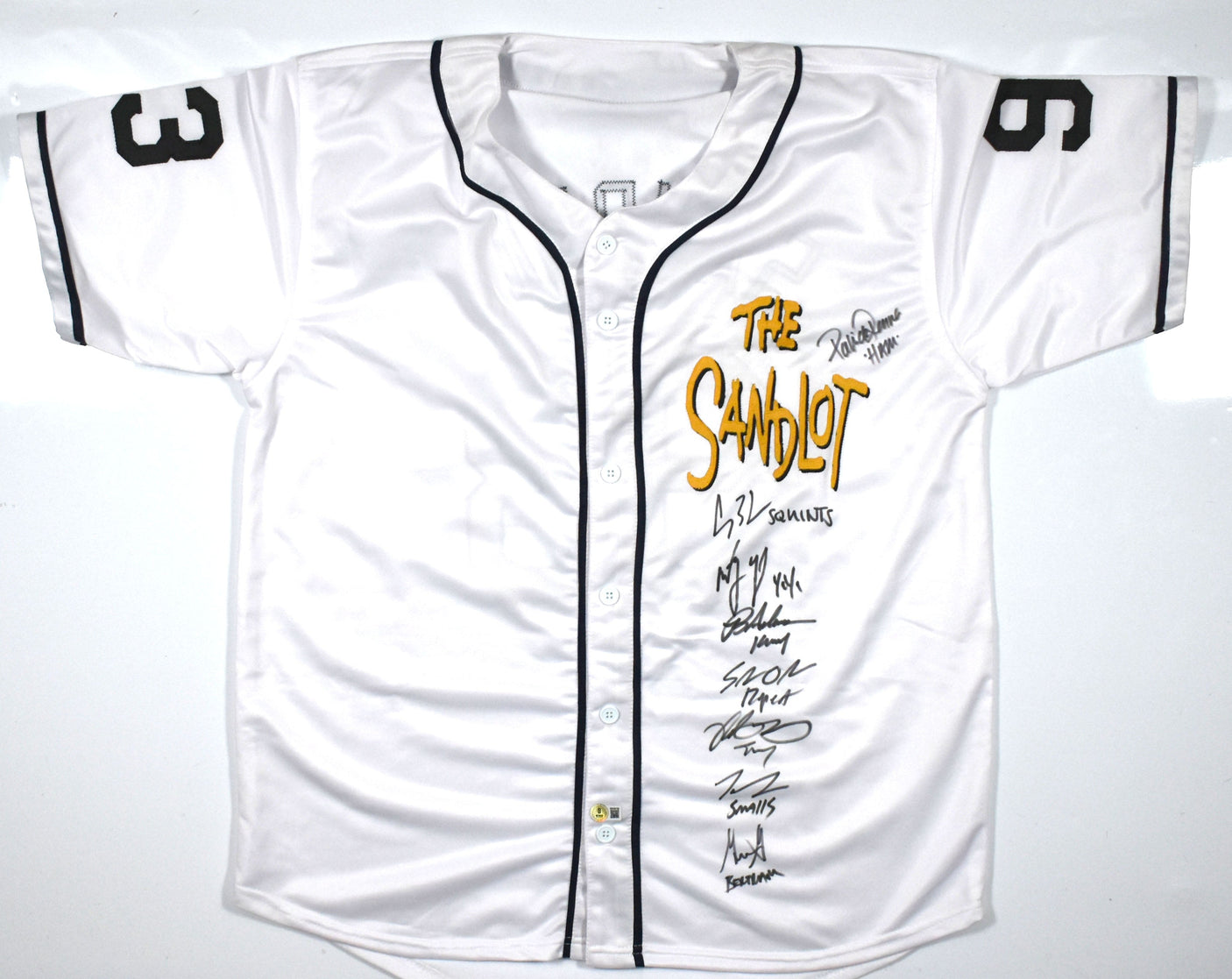 The Sandlot Cast Autographed Jersey w/8 Actors Inscribed - Beckett W Hologram