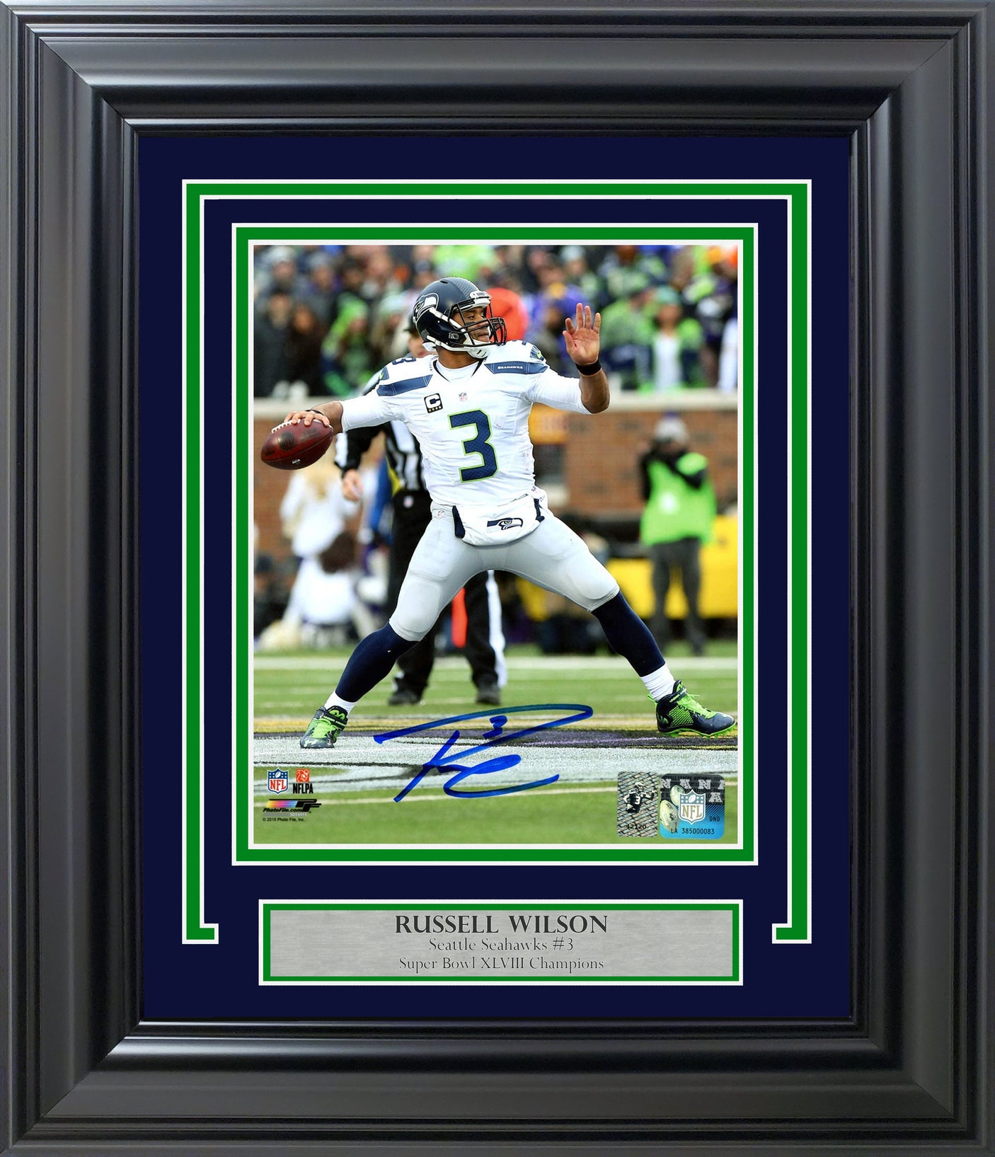 Russell Wilson Autographed Framed 8x10 Photo Seattle Seahawks RW Holo Stock #202118