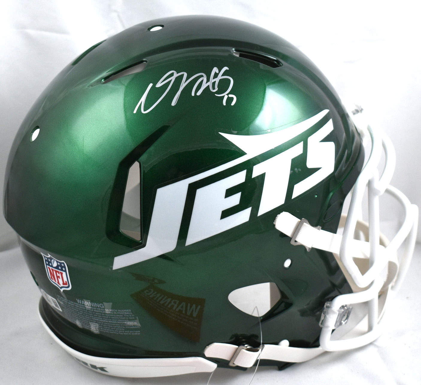 Davante Adams Autographed Jets 2024 F/S Speed Authentic Helmet - Beckett W Holo